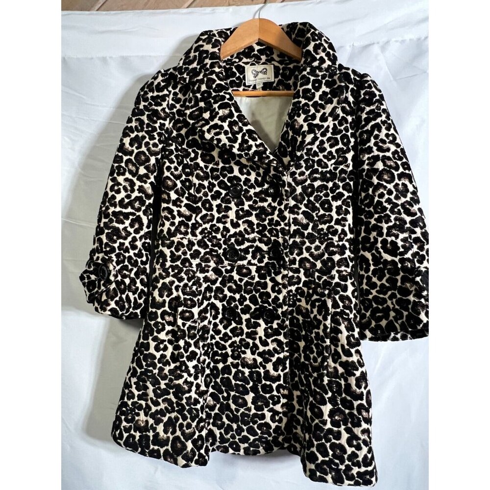 Forever 21 Women's Jacket Size S Leopard Animal Print Textured 3/4 Sleeve